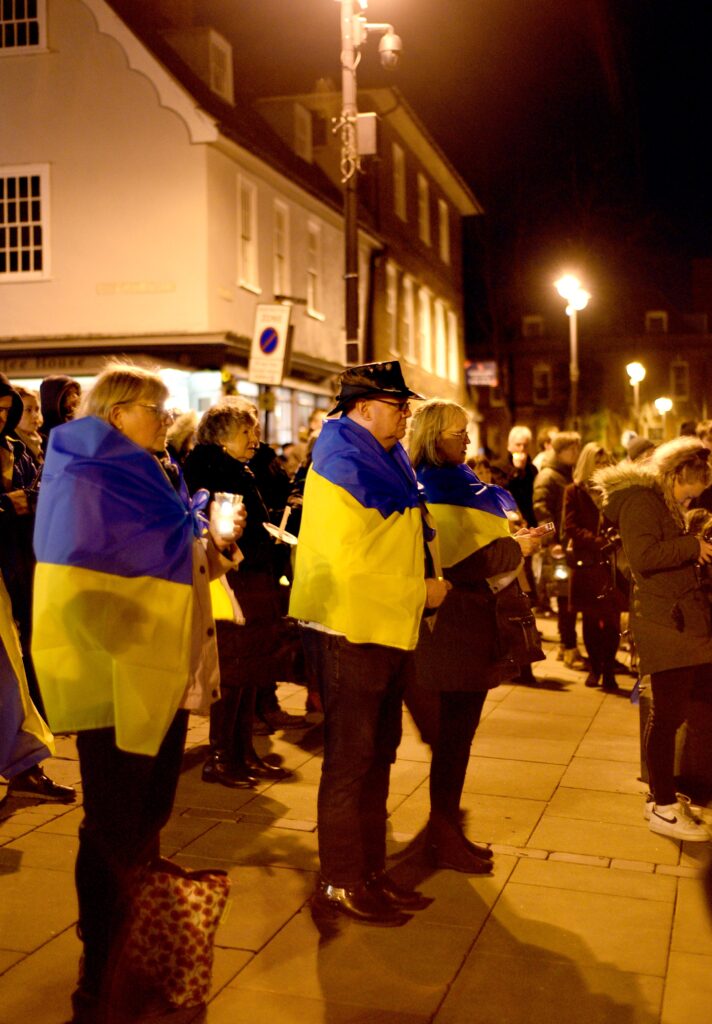 Candle Lit Vigil on Angel Hill for Ukraine, eXplore Bury St Edmunds!