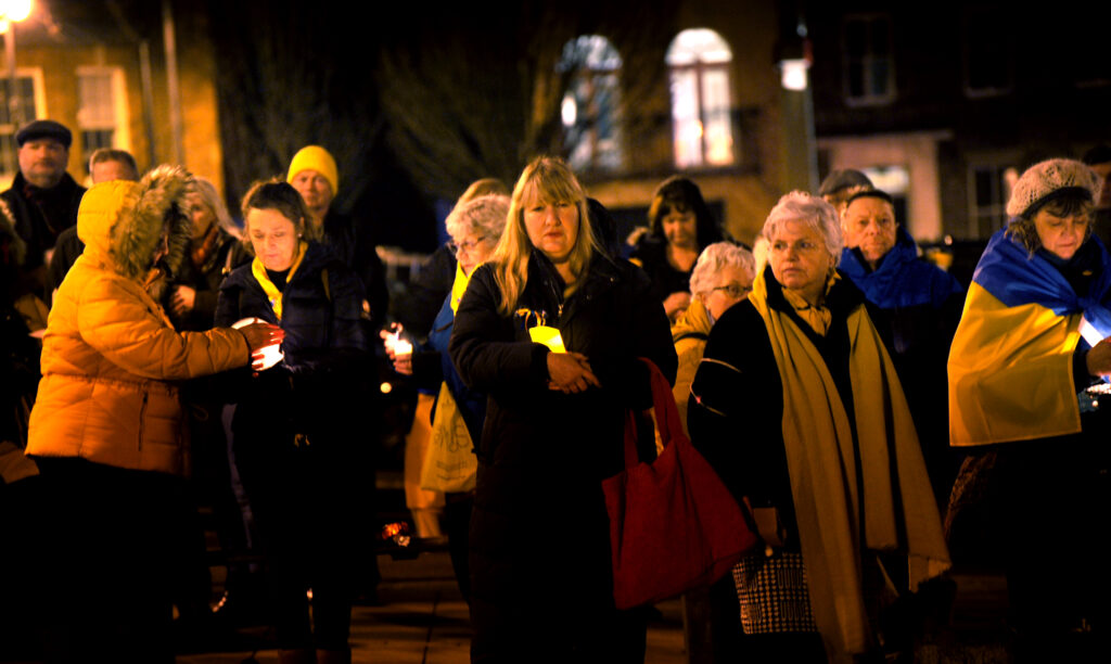 Candle Lit Vigil on Angel Hill for Ukraine, eXplore Bury St Edmunds!